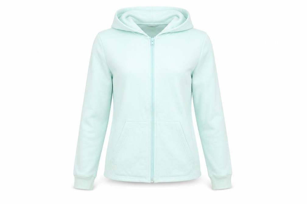 Decathlon Teens Mint Green Full Zip Hoodie 12-13 Years Cotton Blend