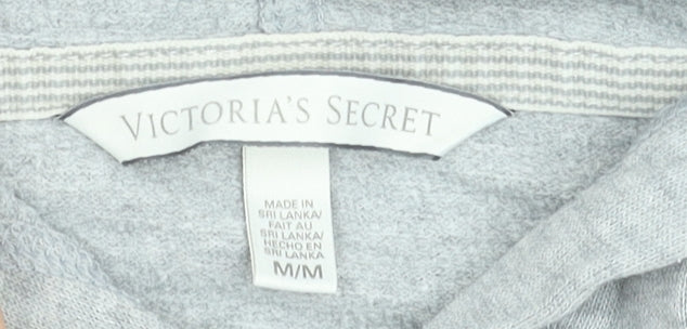 Victoria’s Secret Women’s Grey Sequin Hoodie Size M Pullover Cotton Blend