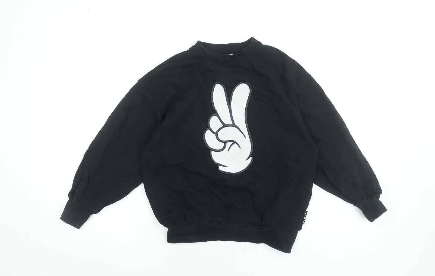 Molo Boys Black Cotton Crew Neck Pullover Sweatshirt Size 146