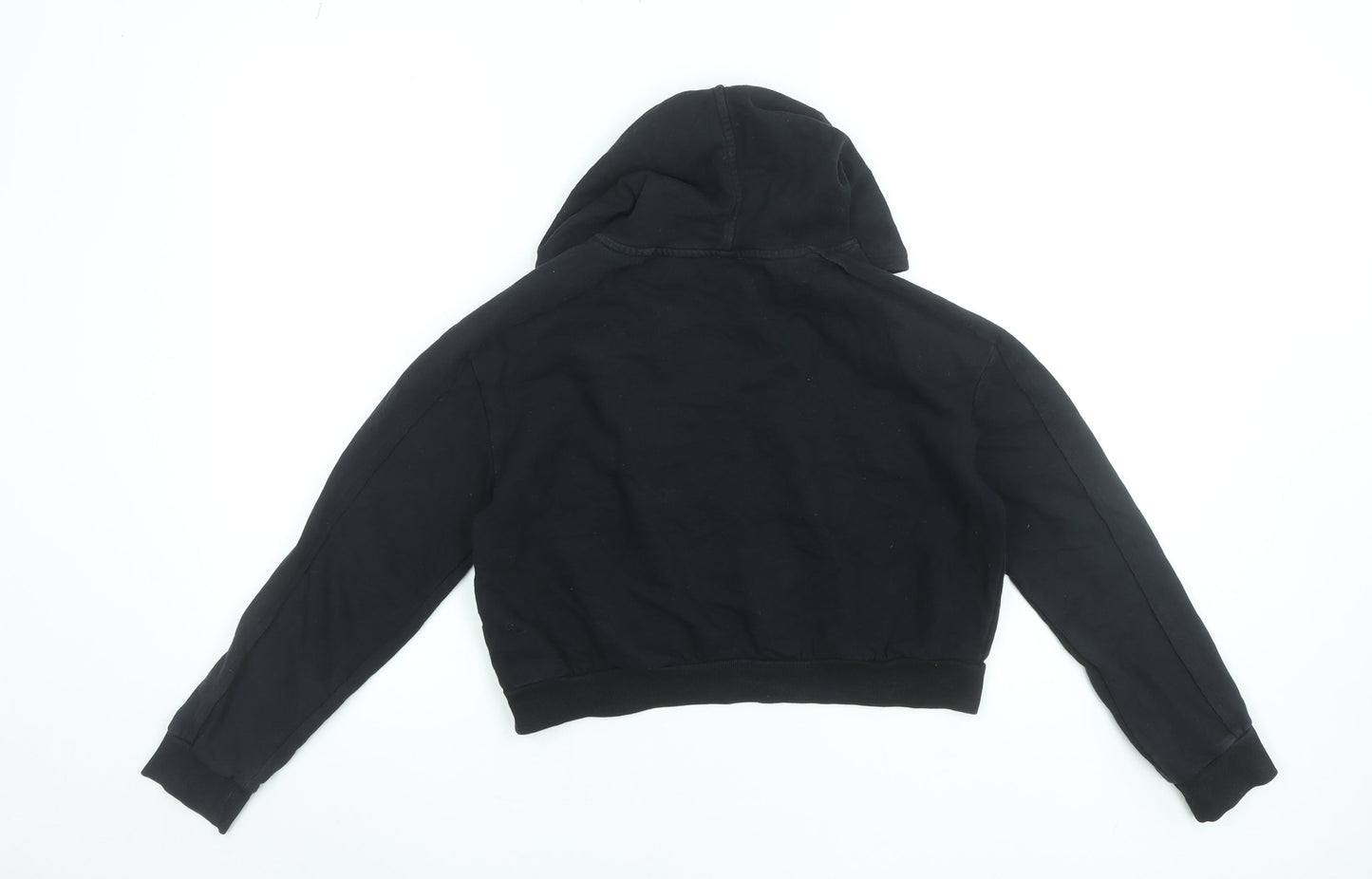 River Island Girls Black Hoodie 11-12 Years Pullover Logo Cotton Blend