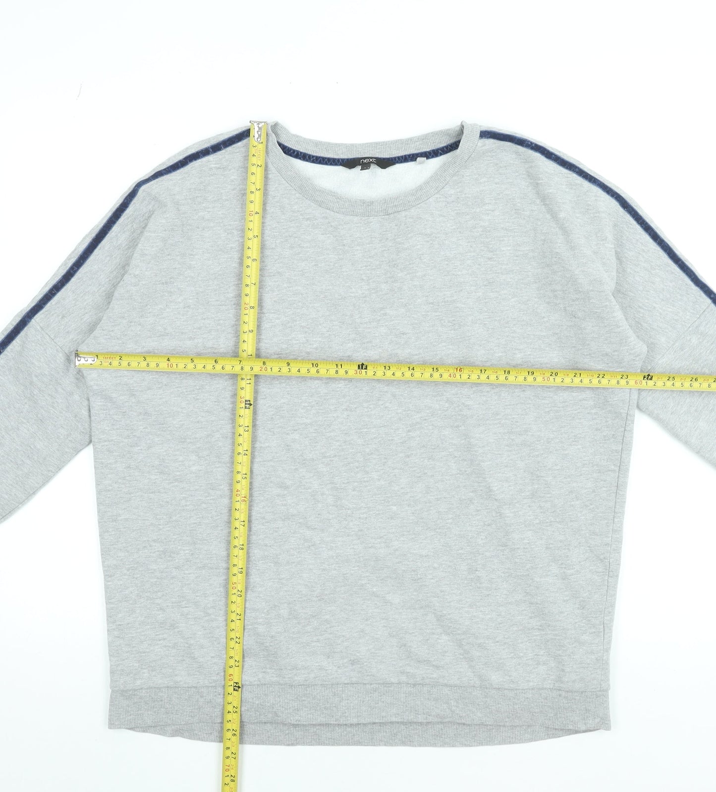 Next Women Grey Crew Neck Pullover Sweatshirt L Cotton Blend