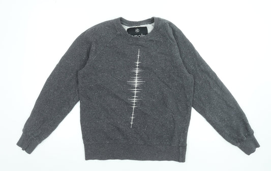Tomoto Men's Grey Graphic Print Cotton Sweatshirt Size M