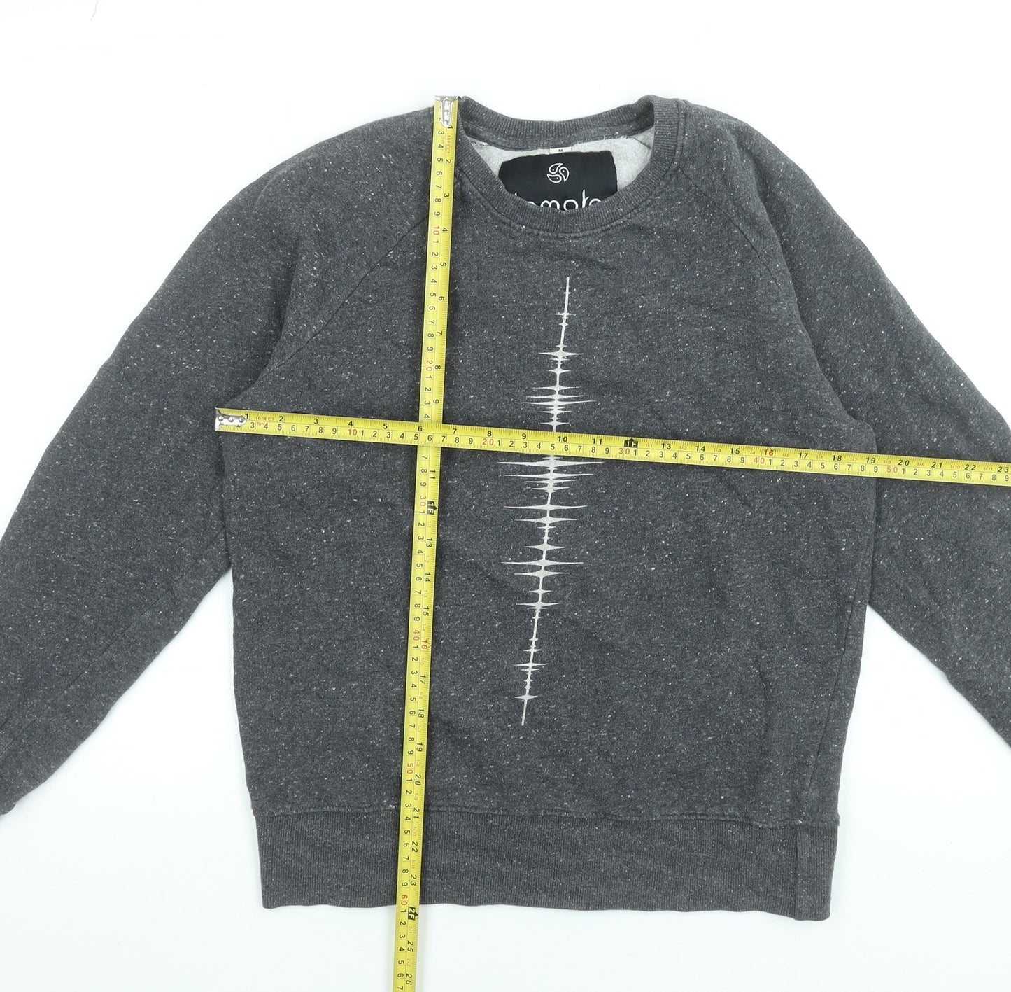 Tomoto Men's Grey Graphic Print Cotton Sweatshirt Size M