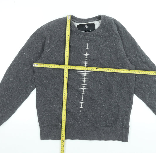 Tomoto Men's Grey Graphic Print Cotton Sweatshirt Size M
