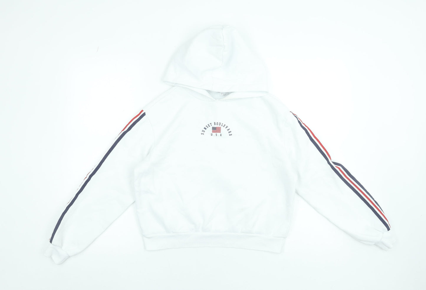 H&M Divided Women's White USA Hoodie Small Hooded Pullover