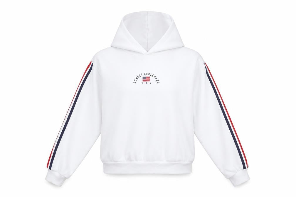 H&M Divided Women's White USA Hoodie Small Hooded Pullover