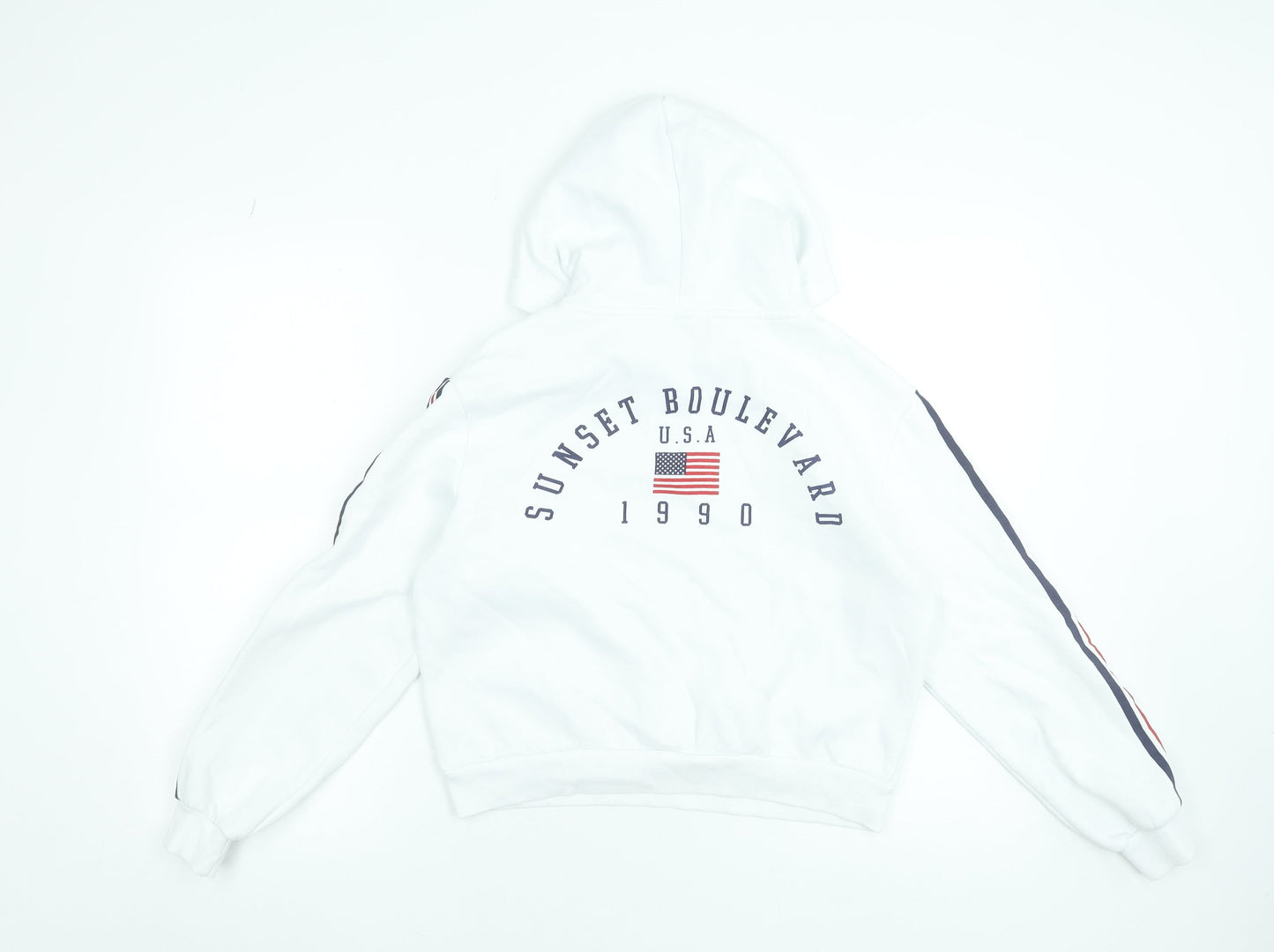 H&M Divided Women's White USA Hoodie Small Hooded Pullover