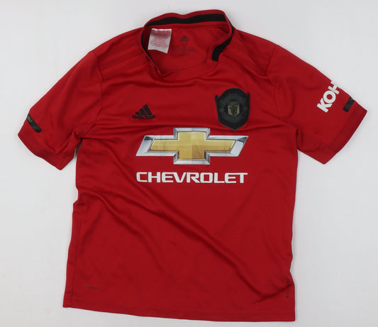 Adidas Boys Red Manchester United Football Jersey Short Sleeve Size M