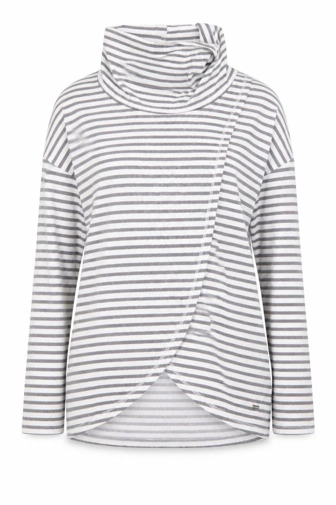 Tu Women’s Grey Stripe Size 10 Cowl Neck Pullover Sweatshirt