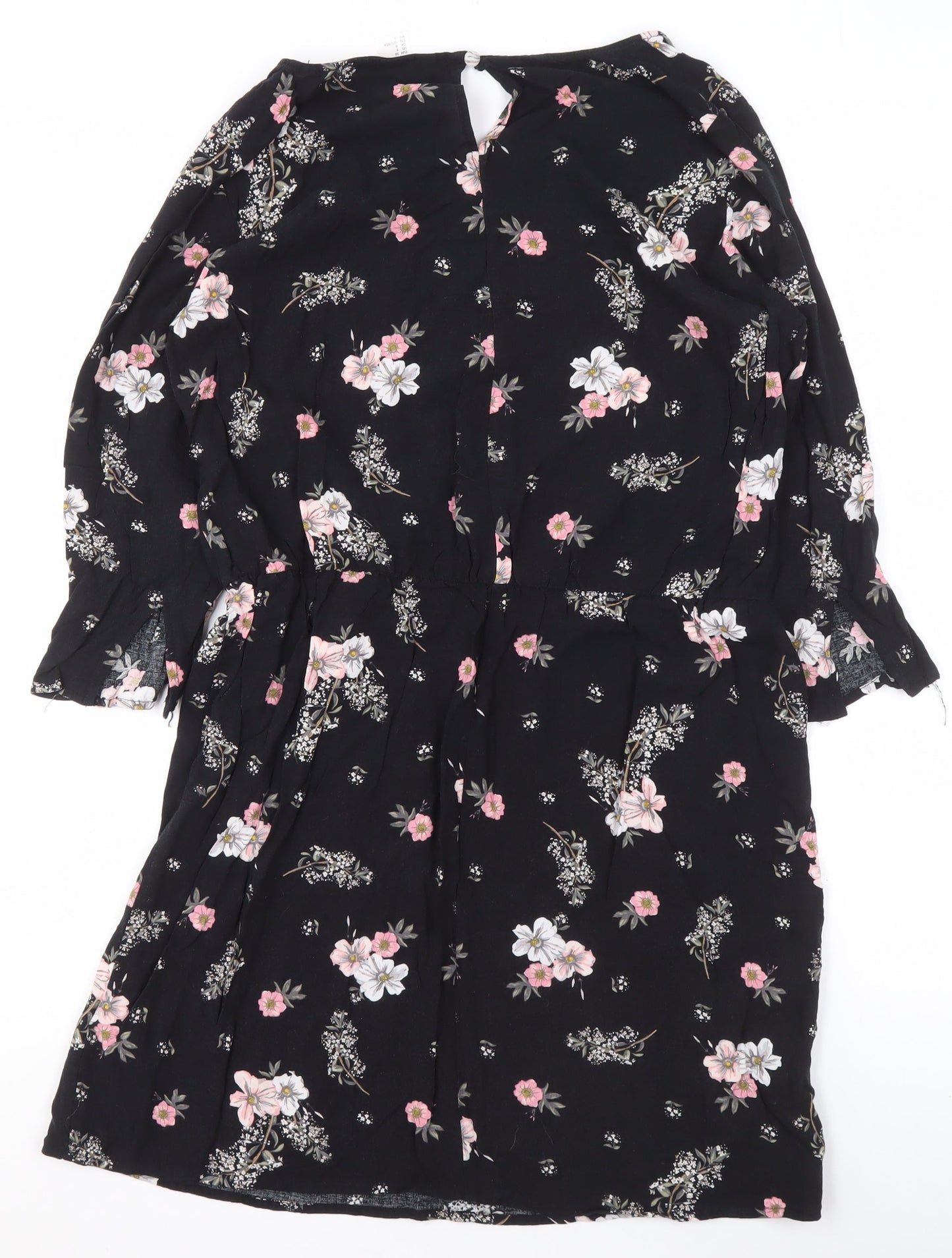 H&M Divided Women’s Black Floral Tunic Blouse Size 12