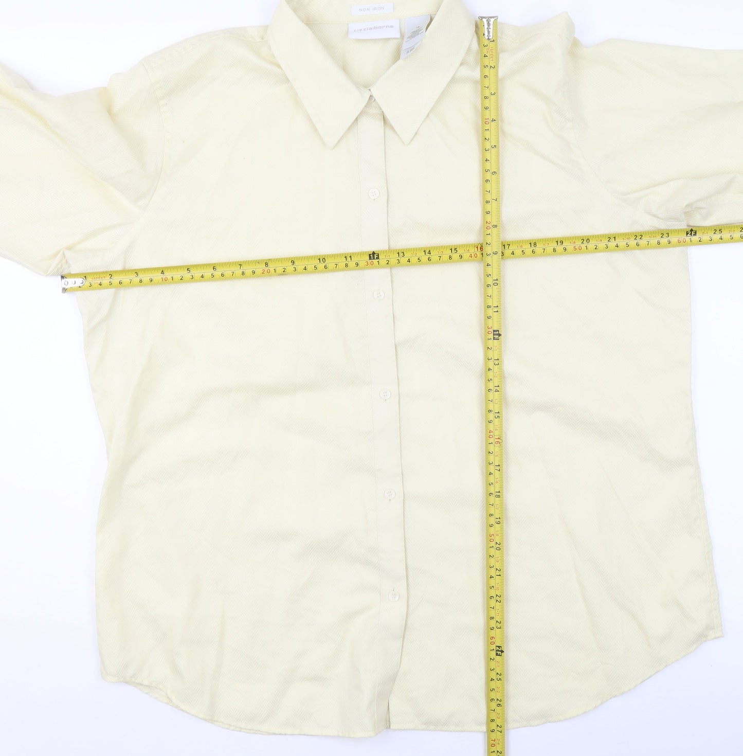 Liz Claiborne Men's Beige Non-Iron Cotton Herringbone Formal Shirt Size 16