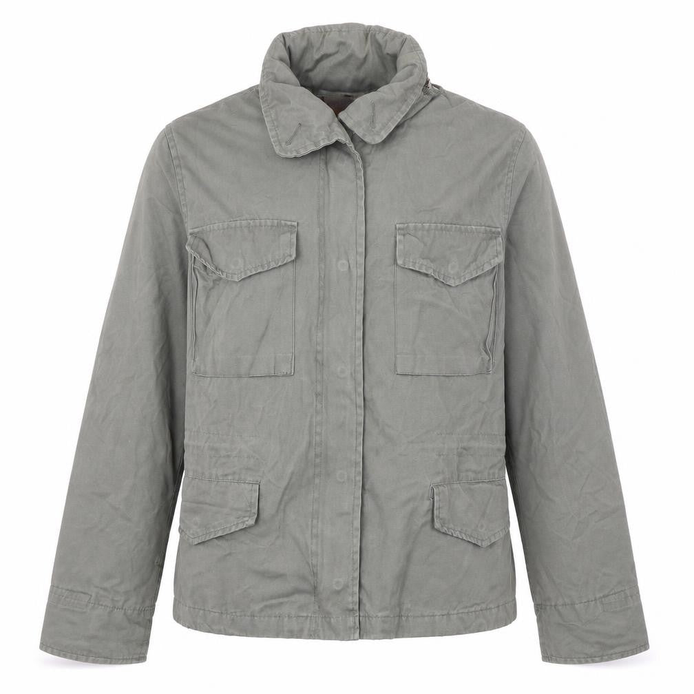 Front view of Republic boys’ green cotton military jacket s mid-length casual