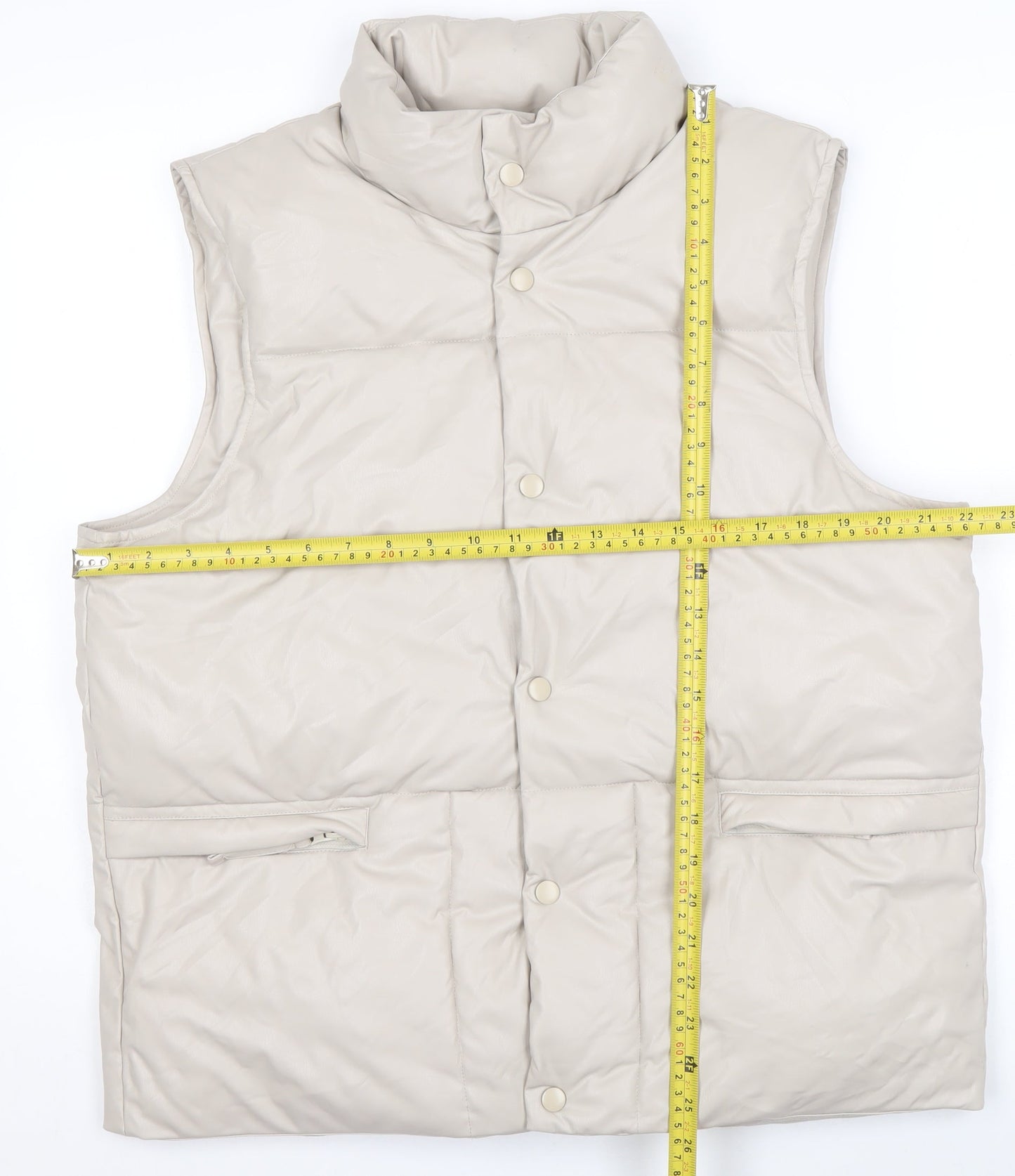 Topfeeling Women's Beige Puffer Waistcoat Size 14 Lined Polyester