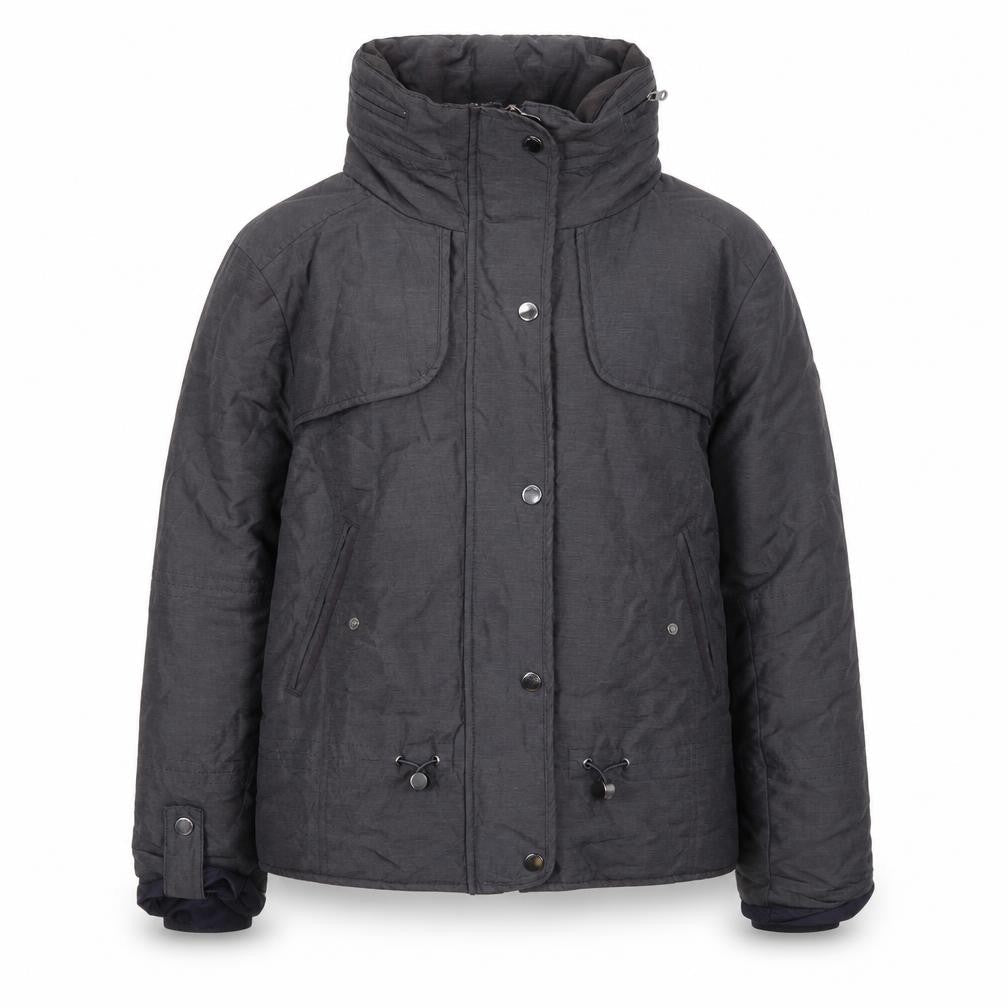 Front view of Marks & Spencer girls’ black hooded puffer jacket, size 12, winter coat