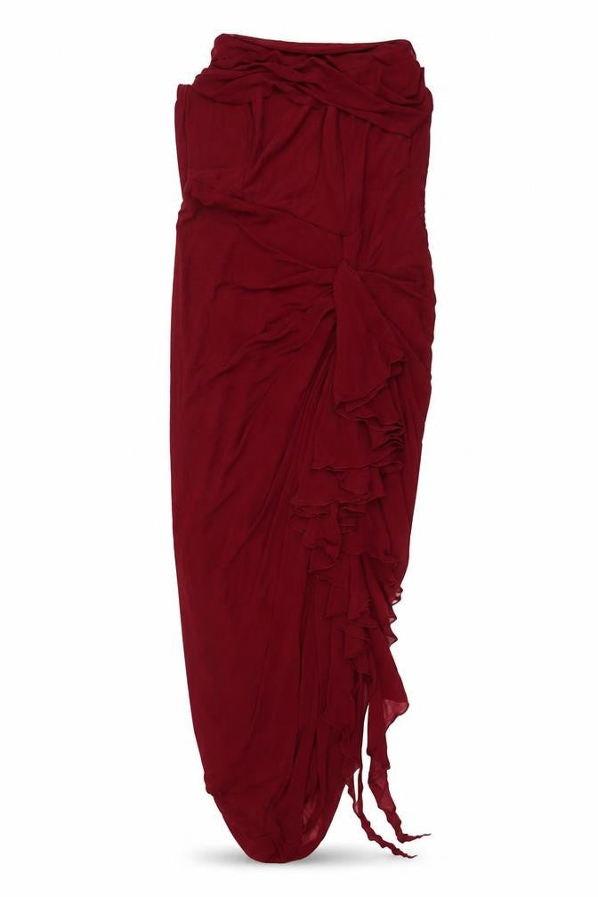 SILQUEE Women’s Red Strapless Asymmetric Long Party Dress Size L