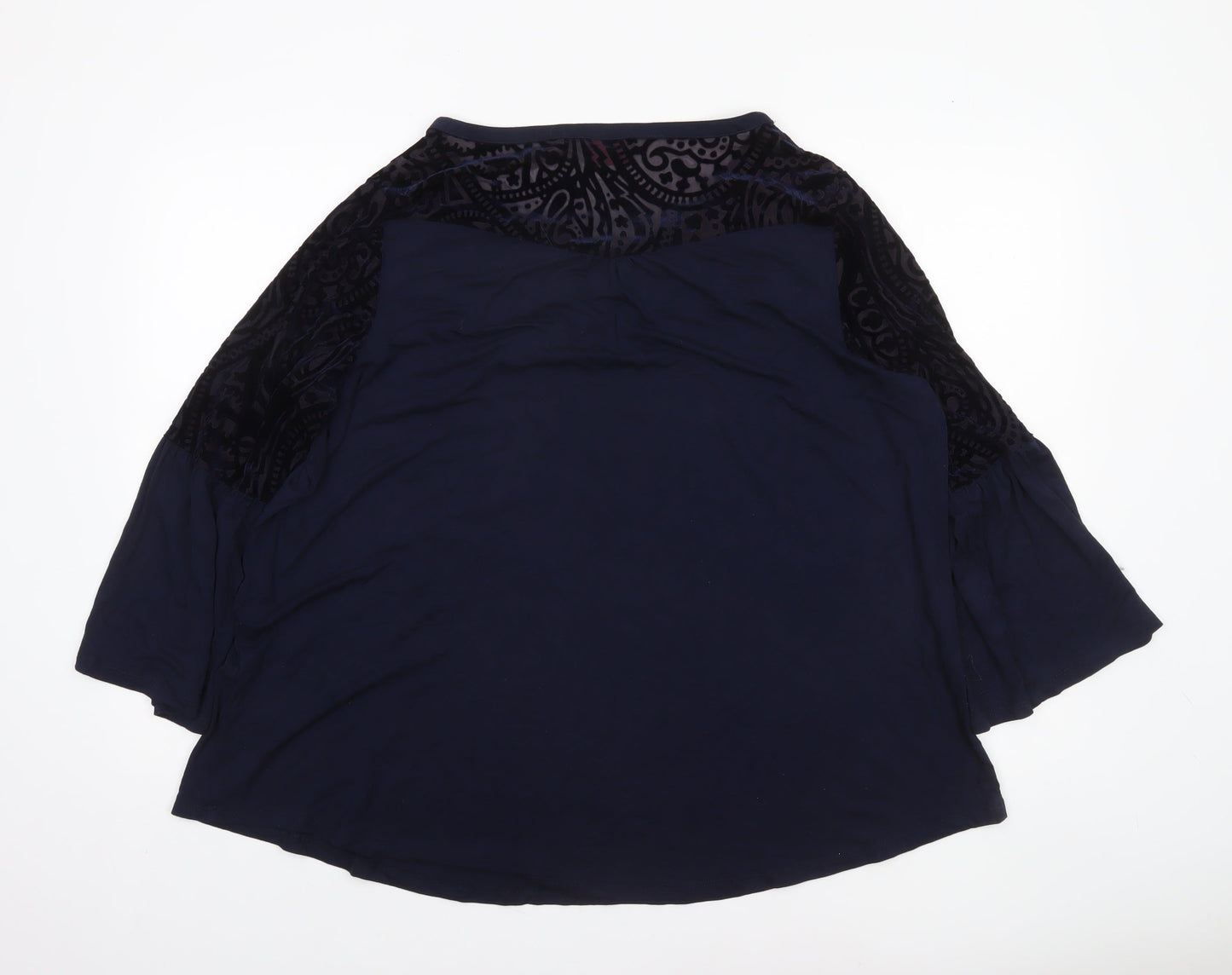 Together Women's Blue 3XL Tunic Blouse with Lace Detail
