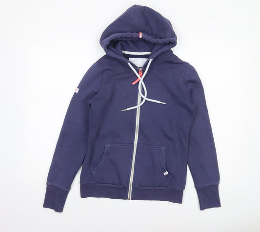Superdry Womens Navy Full Zip Hoodie Size 12 Cotton Blend