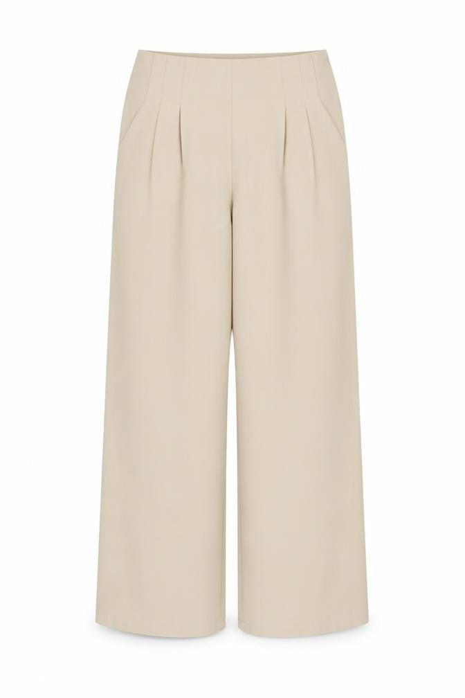 Boohoo Women’s Beige Wide-Leg High-Rise Trousers UK 6 Polyester Blend