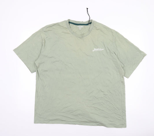 Mens UK Size 2XL JACK & JONES Green  Cotton T-Shirt