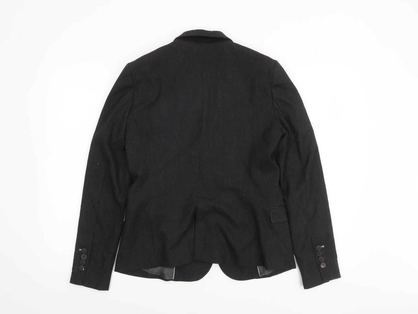 Zara Basic Women Black Size 12 Single-Breasted Blazer