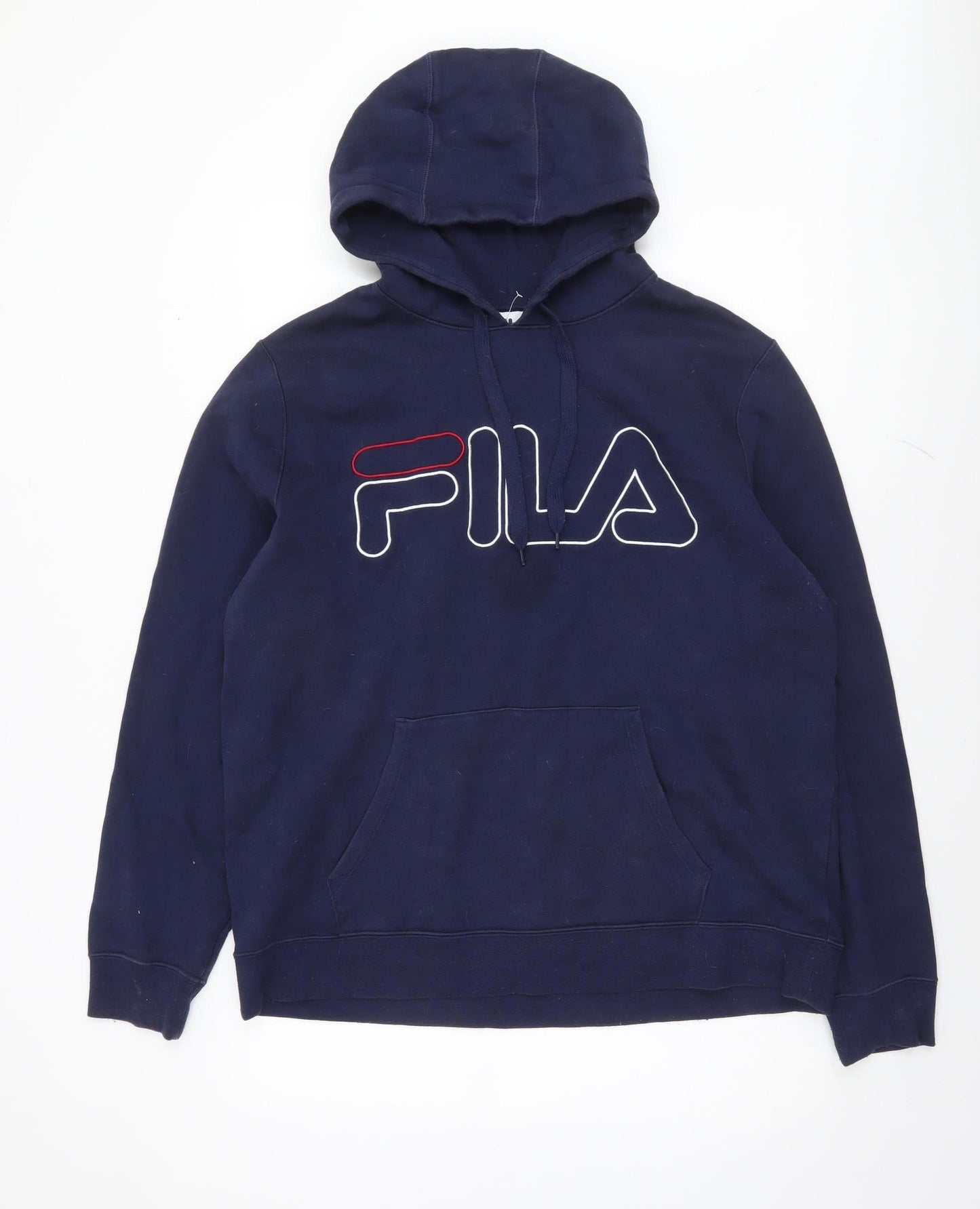 Fila Men's Blue Pullover Hoodie L Logo Fleece Sportswear