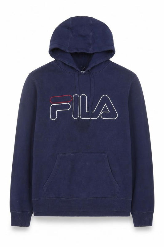 Mens UK L Regular FILA Blue Pullover Hoodie