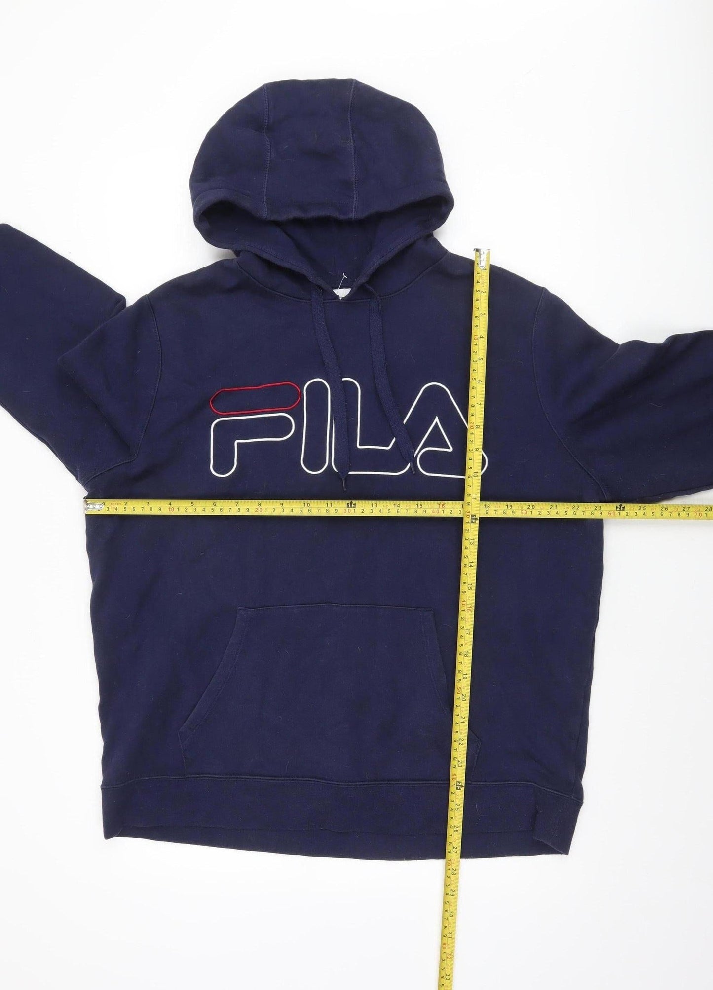 Fila Men's Blue Pullover Hoodie L Logo Fleece Sportswear