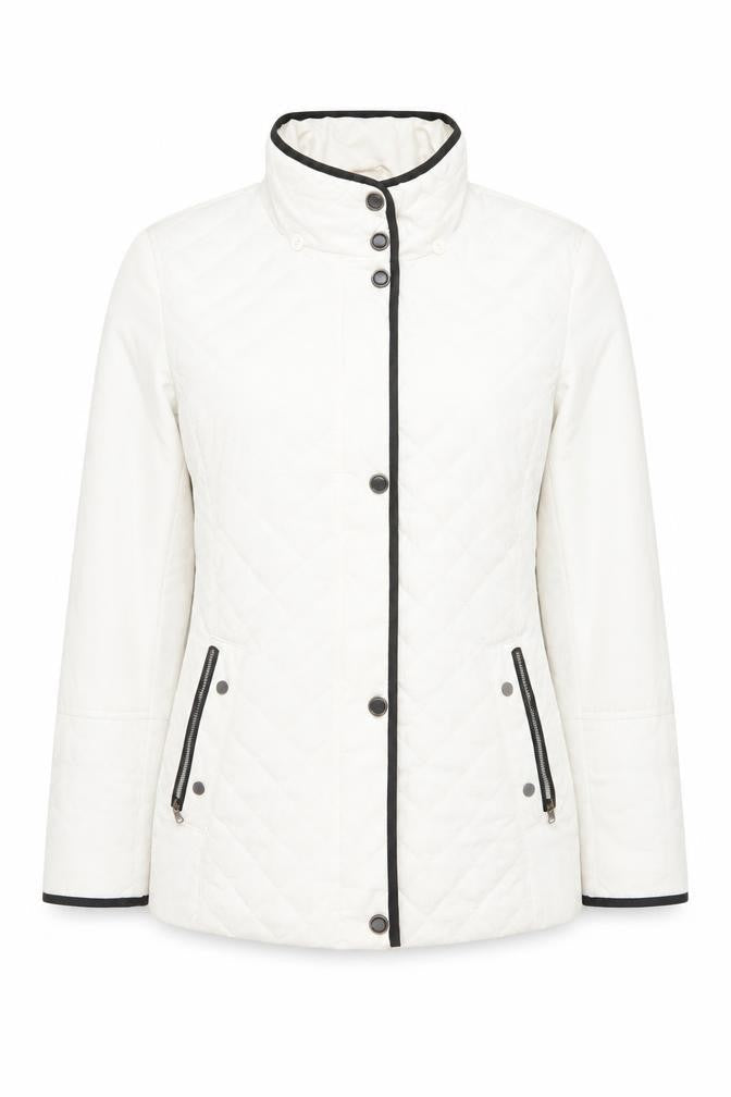 Frandsen Women’s White Quilted Mid-Length Jacket Size 8