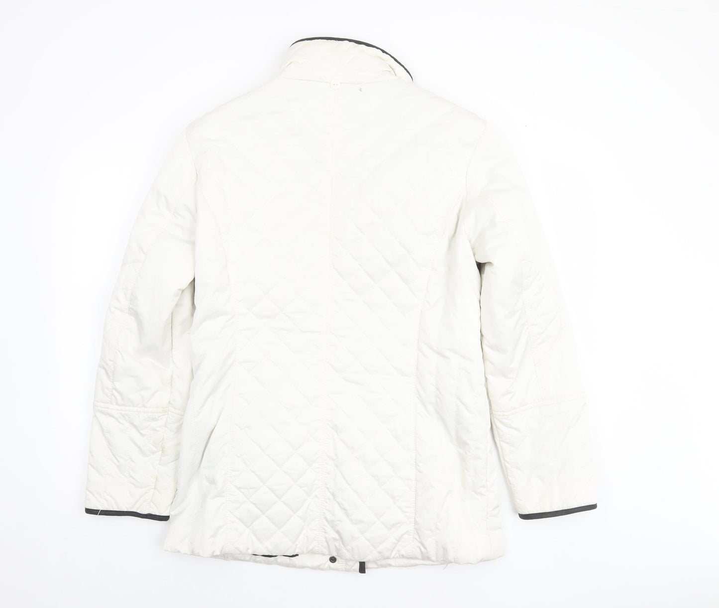 Frandsen Women’s White Quilted Mid-Length Jacket Size 8