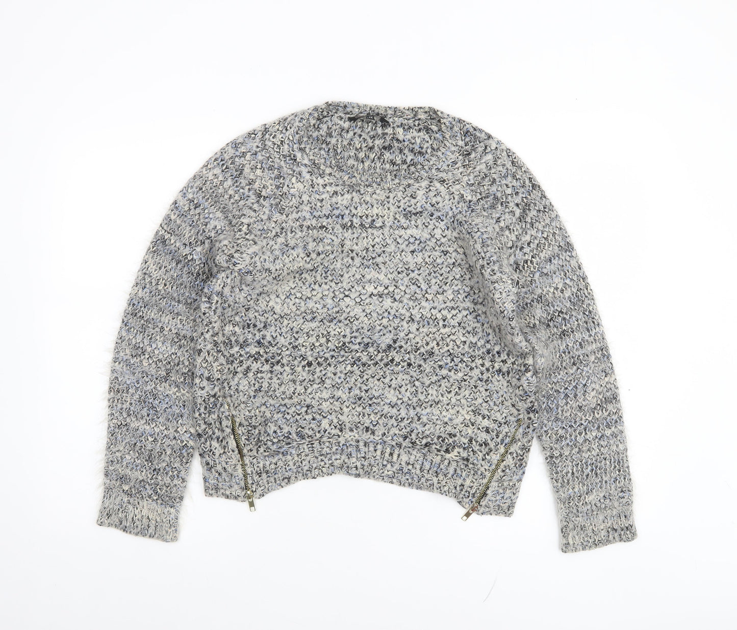 Candy Couture Girls Grey Knitted Pullover Jumper with Zip Accents Size 15 Years