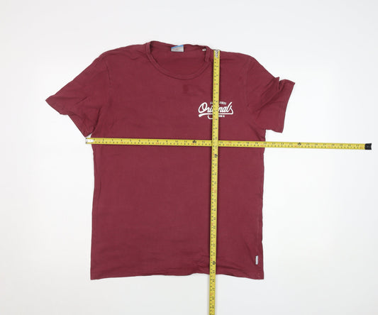 Mens UK Size M JACK & JONES Red  Cotton T-Shirt