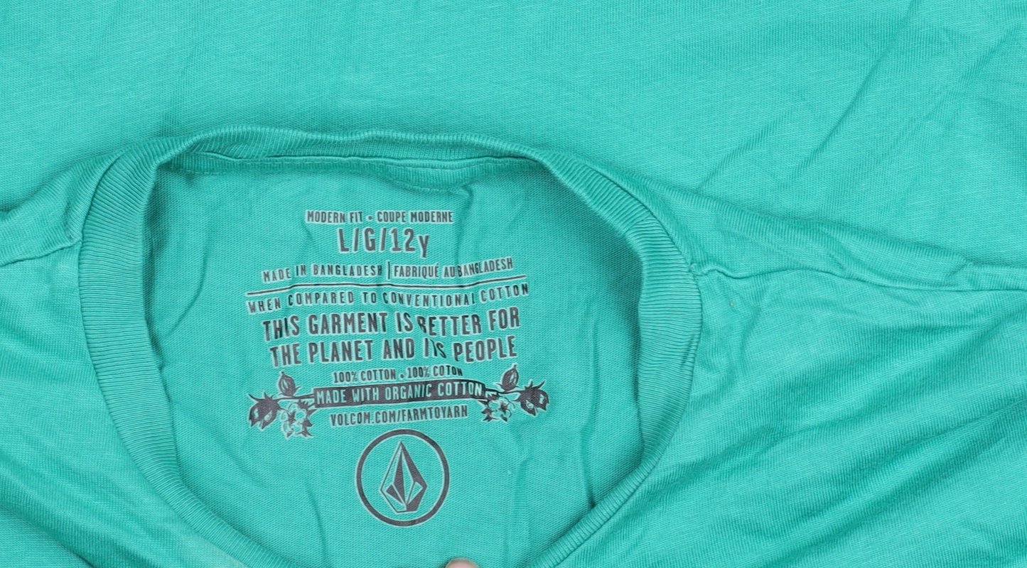 Volcom Boys Green Graphic Organic Cotton Short Sleeve T-Shirt 12 Years