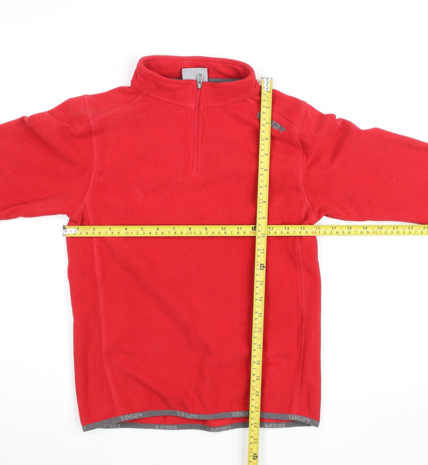 TOG24 Boys Red Fleece 1/4 Zip Pullover Top 11-12 Years Outdoor Warm Layer