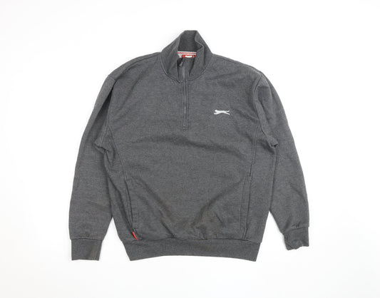 Slazenger Mens Grey 1/4 Zip Sweatshirt M Regular Fit Pullover