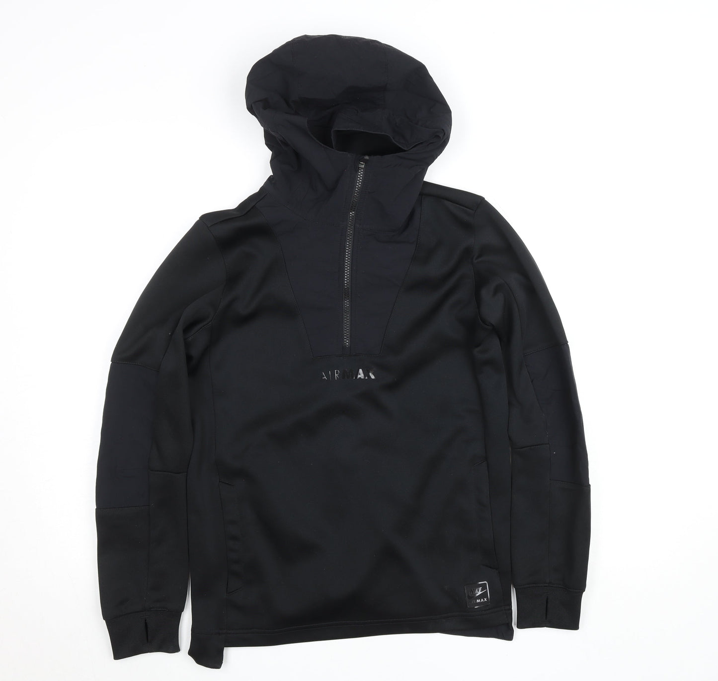 Nike Boys Black Air Max 1/2 Zip Hoodie Size 10-11 Years Polyester