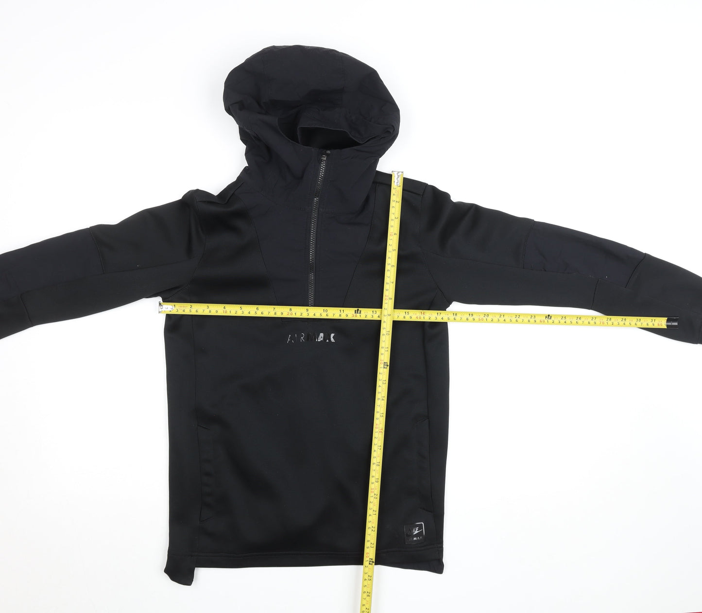 Nike Boys Black Air Max 1/2 Zip Hoodie Size 10-11 Years Polyester