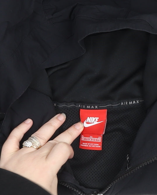 Nike Boys Black Air Max 1/2 Zip Hoodie Size 10-11 Years Polyester