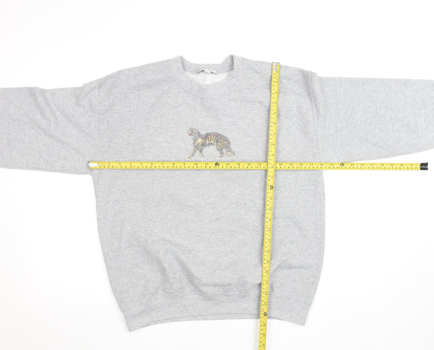 Topshop Women Grey Tiger Embroidered Pullover Sweatshirt Size M
