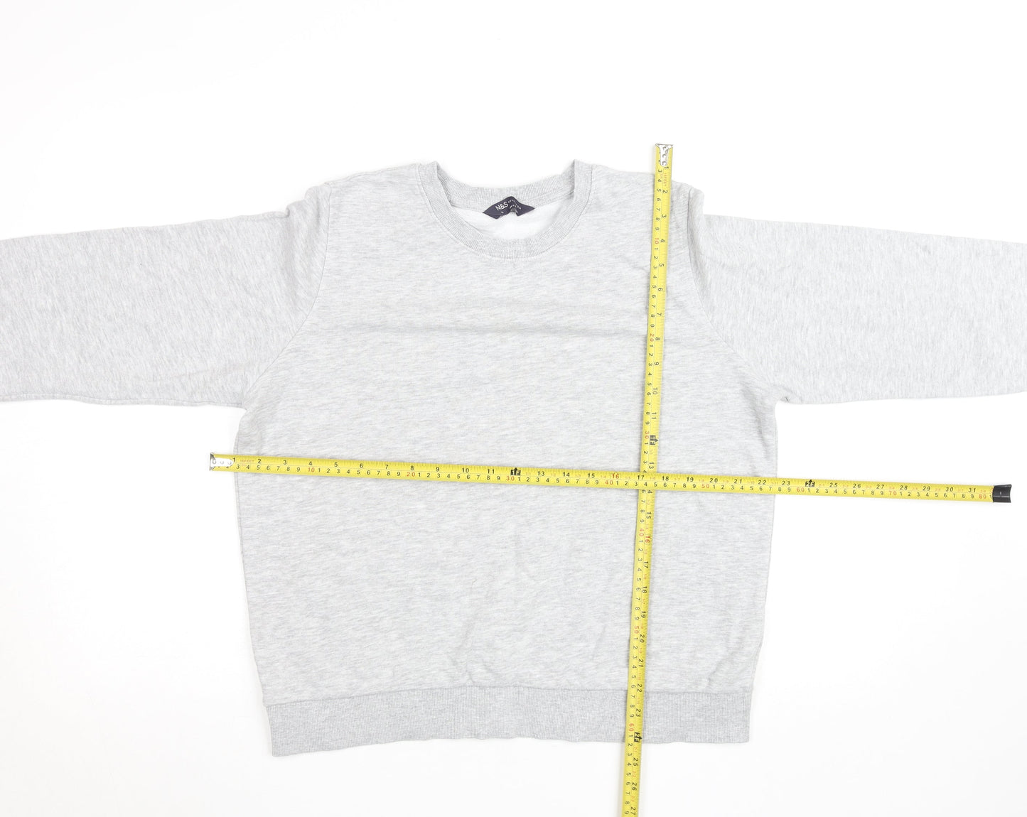 Marks and Spencer Women Grey Marl Cotton Blend Pullover Sweatshirt Size 14