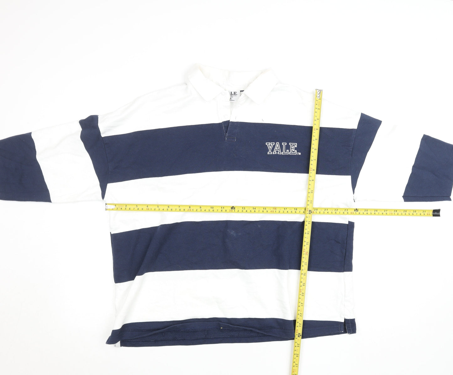 Yale University Men's Blue White Striped Rugby Shirt Size M