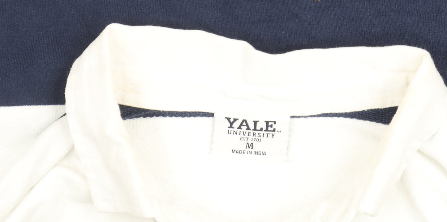 Yale University Men's Blue White Striped Rugby Shirt Size M