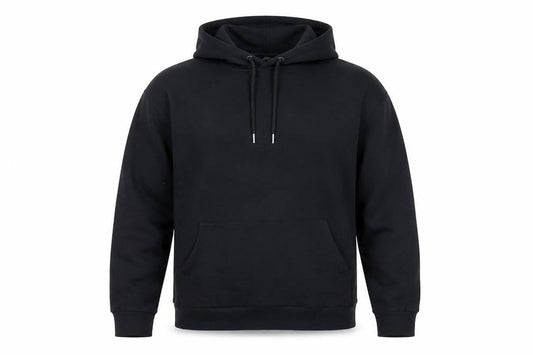 Front view of ASOS DESIGN Men's Black Pullover Hoodie S Art Graphic Fleece