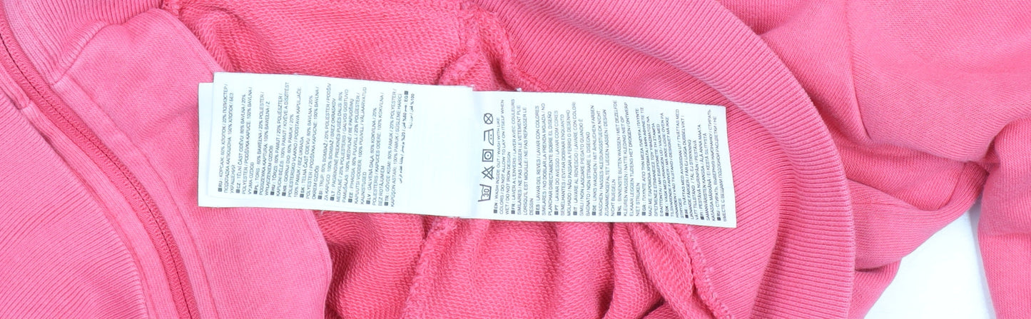 Nike Teens Pink Full Zip Hoodie L Cotton Blend Logo Hooded Sweatshirt