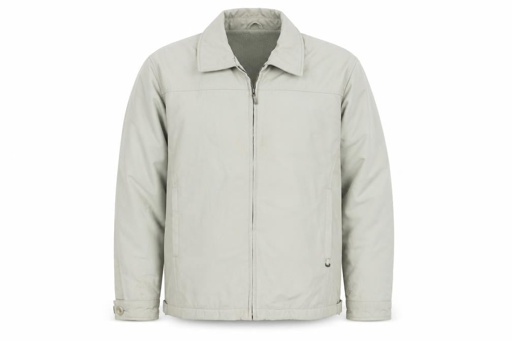 Aldon Men's Beige L Basic Polyester Full Zip Lined Jacket