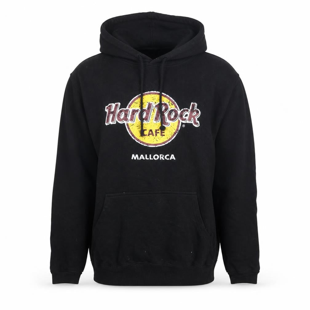 Mens UK L Regular Hard Rock Black Pullover Hoodie