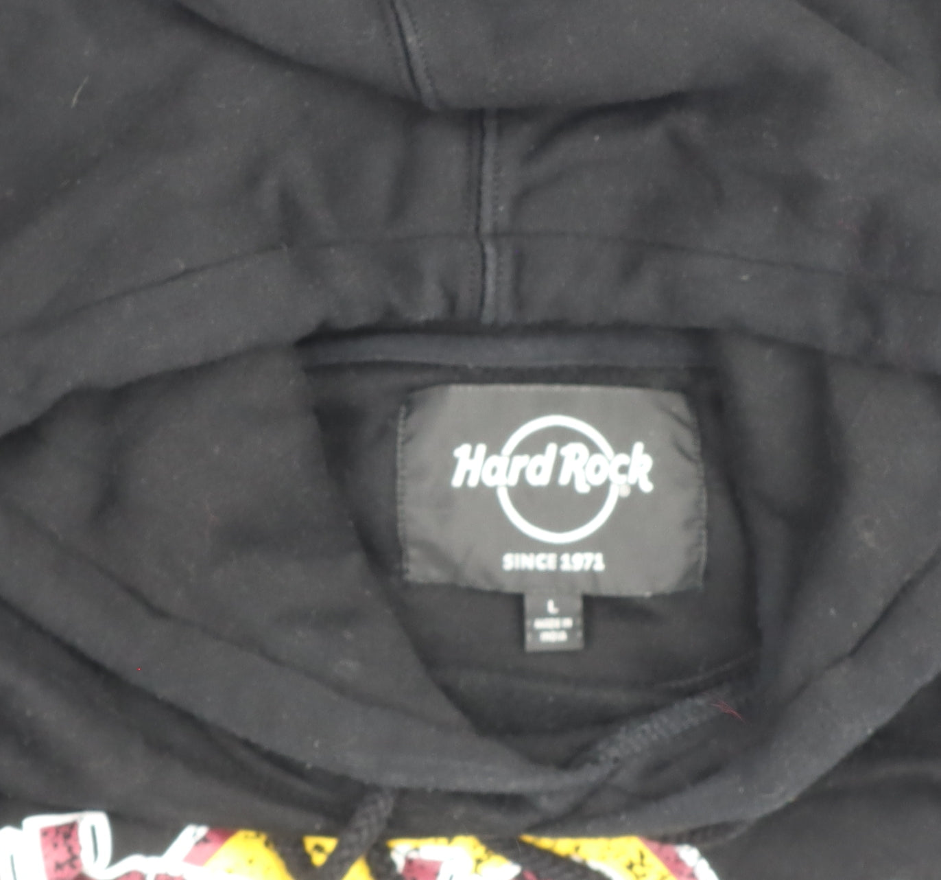 Mens UK L Regular Hard Rock Black Pullover Hoodie