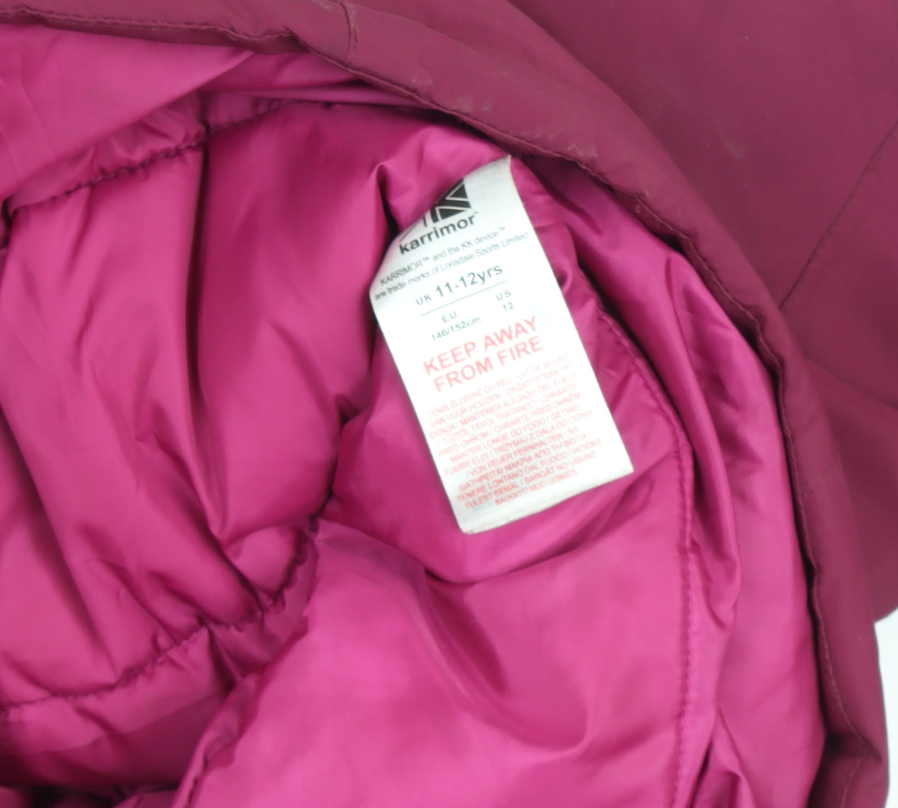 Teenss UK Size 12 Regular Karrimor Pink Polyester Jacket