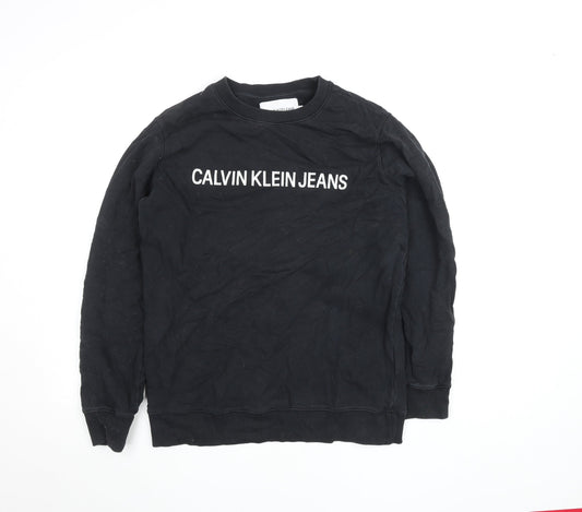 Mens UK M Regular Calvin Klein Black Pullover Sweatshirt