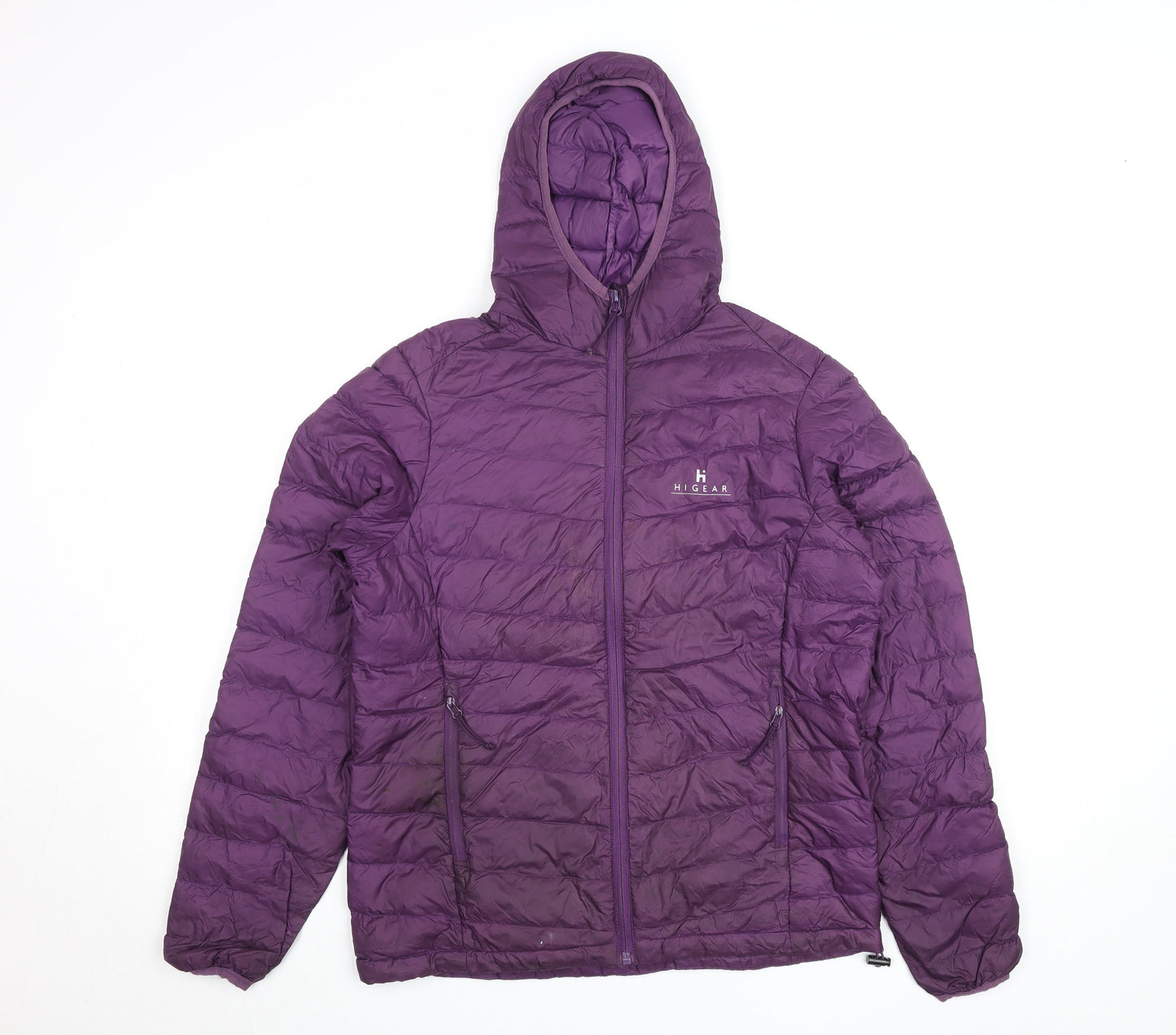 Hi Gear Womens Purple Puffer Jacket Size 10 Hooded Lightweight Zip Coat
