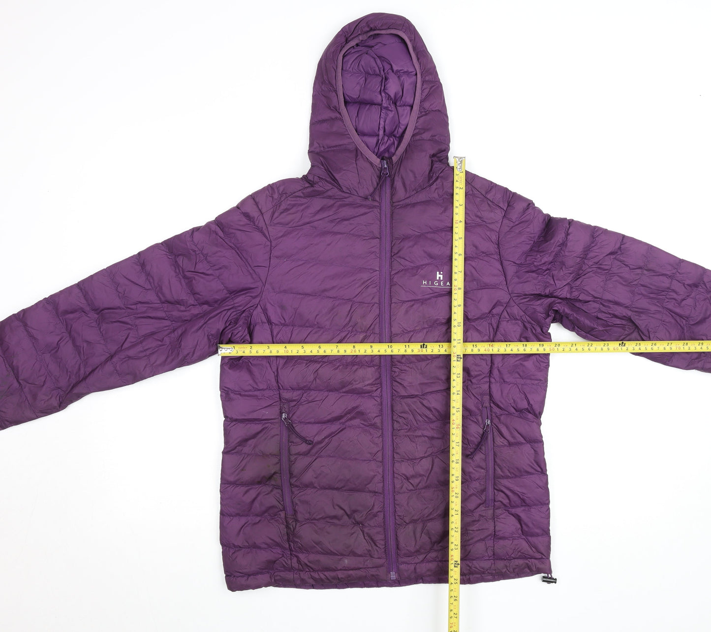 Hi Gear Womens Purple Puffer Jacket Size 10 Hooded Lightweight Zip Coat